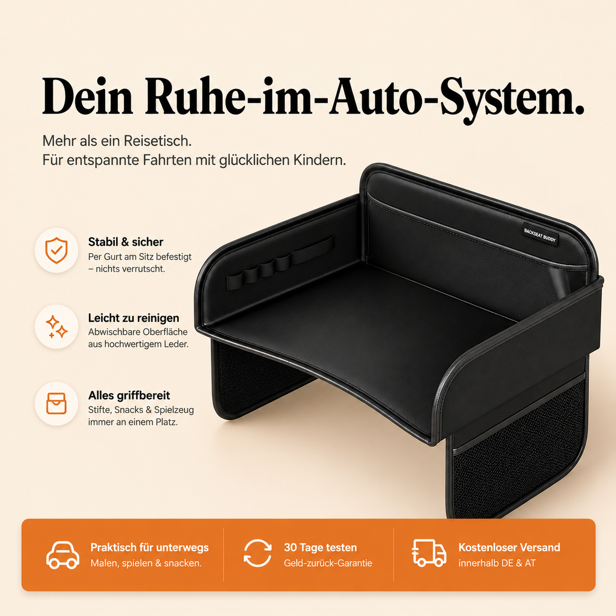 Backseat Buddy | Rücksitz-Tisch für Kinder im Auto