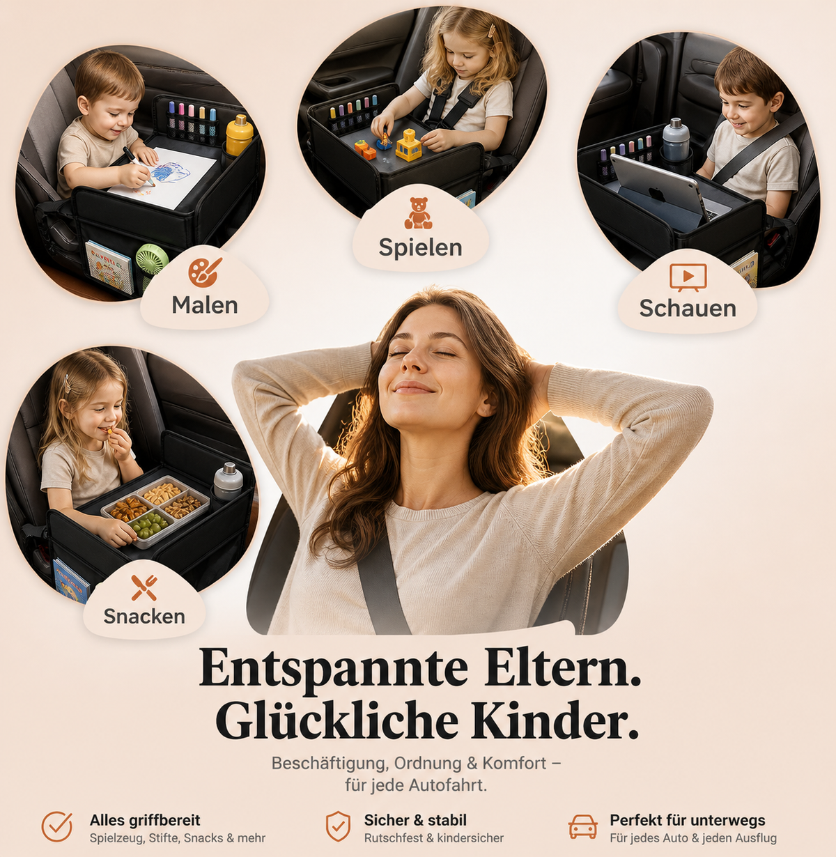 Backseat Buddy | Rücksitz-Tisch für Kinder im Auto