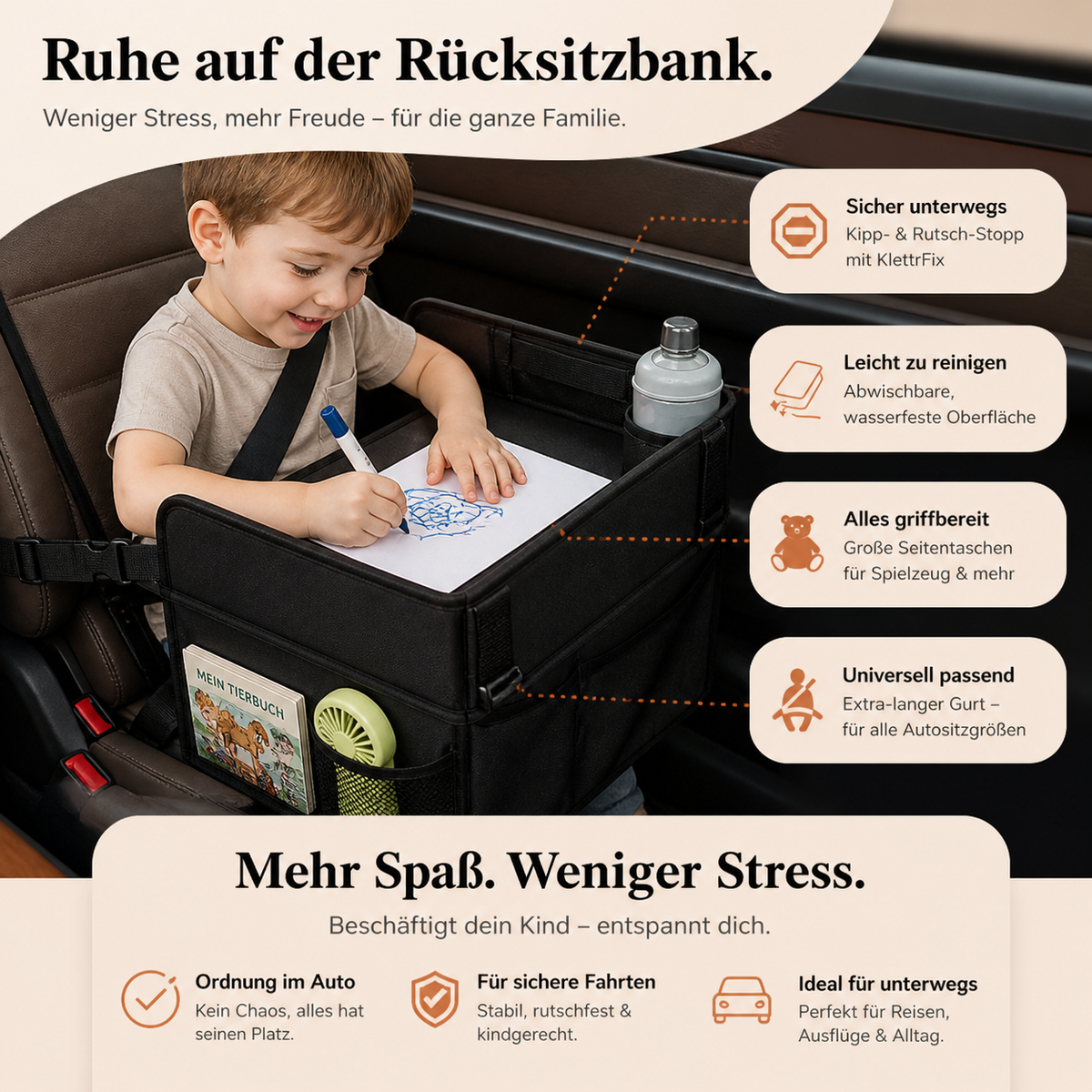 Backseat Buddy | Rücksitz-Tisch für Kinder im Auto