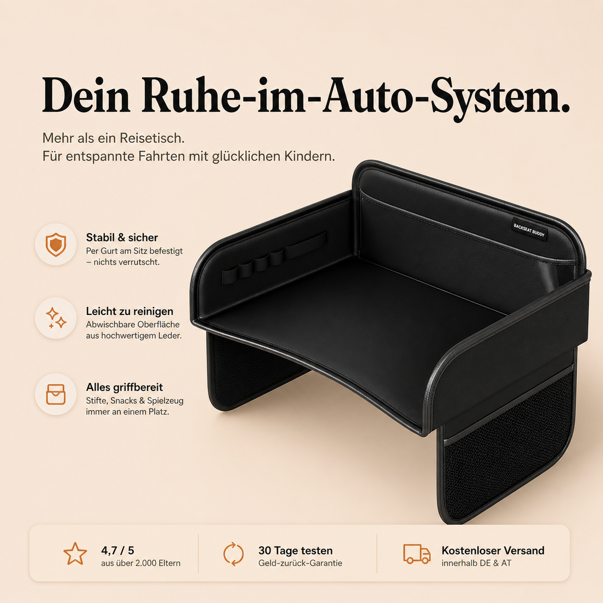 Backseat Buddy | Rücksitz-Tisch für Kinder im Auto