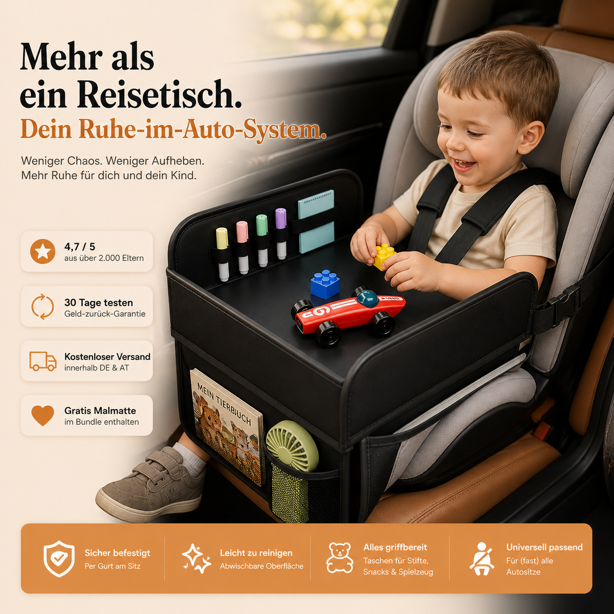 Backseat Buddy | Rücksitz-Tisch für Kinder im Auto
